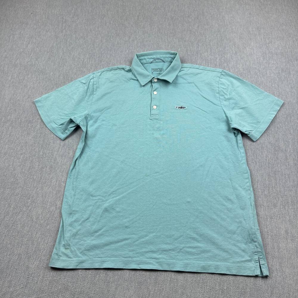 Patagonia Shirt Mens Medium Blue Polo Trout Fitz Roy Organic‎ Cotton Golf 52206